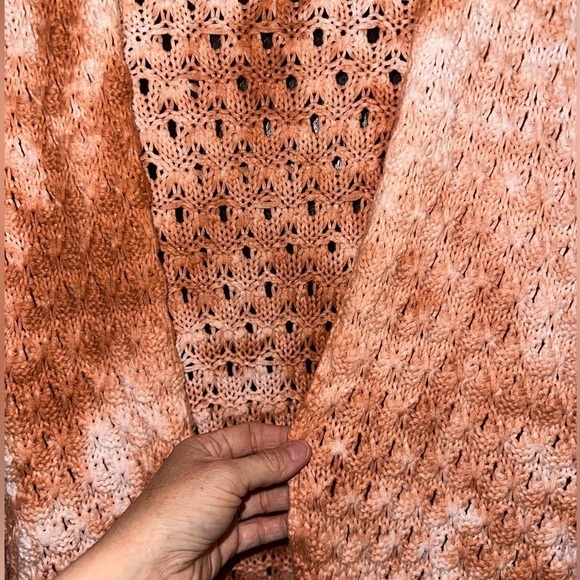 Peach Love Super Soft Tie-dye Chunky Knit Open Front Oversized Boho Cardigan S - Picture 5 of 12